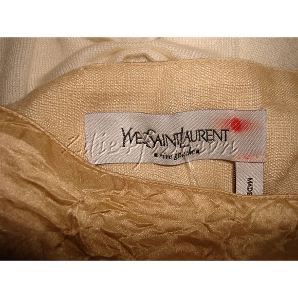 $1180 YVES SAINT LAURENT YSL Tan Silk Ruffle Trim Belted Skirt 10 - Picture 8 of 8